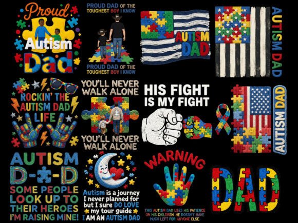 Download Autism Dad 4th of July USA Tshirt Bundle - Tshirt bundle Collection