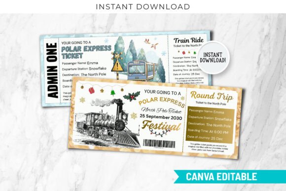 Download Polar Express Canva Ticket Template - Express Collection