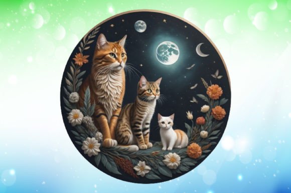 Download Celestial Cat Illustrations - Cat illustrations Collection