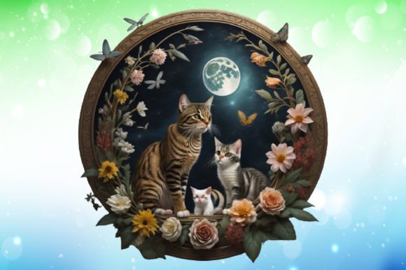 Download Celestial Cat Illustrations - Cat illustrations Collection